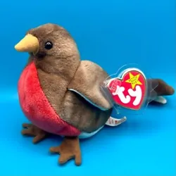 From the Ty Beanie Babies collection. One of the Bird style TY Beanies. Early is a red breasted robin. This happy robin...