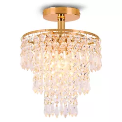 Crystal Gold Chandeliers Ceiling Light Hanging Lamp Pendant Lighting Fixture For Closet Bedroom Living room etc. Pretty...