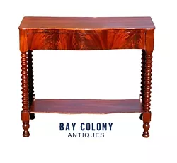 19TH CENTURY ANTIQUE SHERATON MAHOGANY CONSOLE TABLE / SOFA TABLE WITH SPOOL CARVED LEGS. This would also make a great...