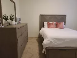 Riverside Remington Queen storage bed and dresser with mirror from Jordans Furniture, excellent condition like new used...