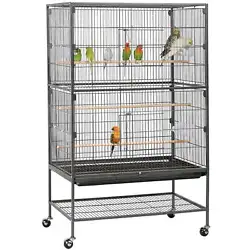 The birdcage is safe and secure with latches, which can prevent your birds from opening the doors, keeping them safe in...