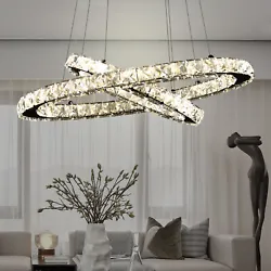 DIY Shape: The chandelier has 8 adjustable wires to connect two rings. This special designed crystal light is made of...