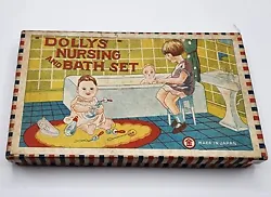 Small Antique Jointed Baby Occupied Japan in BOX Dollys Nursing & Bath Set RARE.  See photos for condition.