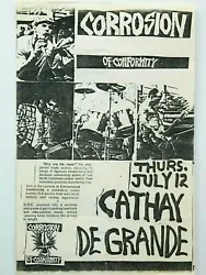 CORROSION OF CONFORMITY! AT THE INFAMOUS CATHY DE GRANDE, IN HOLLYWOOD CA. FROM THE LEGENDARY MASTERS OF SPEED PUNK An...