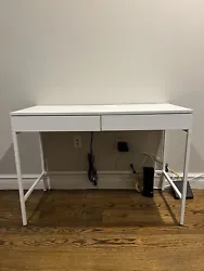 white ikea desk & FREE decor/organization. pre-assembled desk that has not been used. originally purchased for $150....