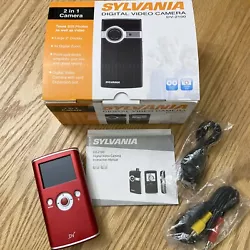 TESTED Sylvania DV-2100 Digital Video Camera (Red) In original box. Requires 2 AA batteries. Comes with cords and...