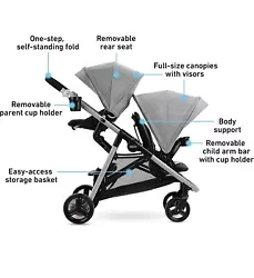 Graco Ready2Grow LX 2.0 Double Stroller Features Bench Seat and Standing Platfor.