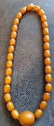 Ancien Rare Collier Ambre Amber Bakelite /  Beads Necklace   85 grammes   Dimensions et poids voir photos   État...