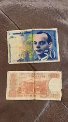 BILLET de BANQUE banknote 50 Francs SAINT-EXUPERY 1992 456 en bon état. 