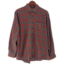 LL BEAN Flannel Shirt Large Traditional Fit Red Blue Plaid Cotton Button Down Measurements: 27” pit to pit 30”...