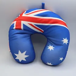 U Shaped Travel Pillow Neck Support Head Rest Airplane Cushion British Flag. Has some spotting as shown in close-up...