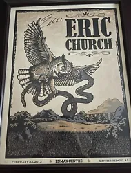 Eric Church Autographed Concert Poster Blood Sweat & Beers Tour 2013 #43/100, also Signed by the Artist. Great hard to...