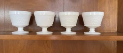 Set of 4 Vintage Fenton Indiana Milk Glass Footed Dessert Cup Grape Vine. Approximate size: 3.5