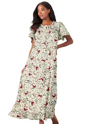 Curl up comfortably in this cotton sleeping gown made in a multitude of pretty patterns. Flutter sleeves and a ruffled...