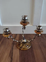 Vintage Mid Century Lucite Starburst 3 Candle Holder Candelabra Brutalist RARE.  In good condition.  From an estate.
