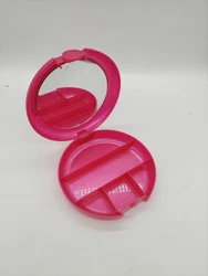 Caboodles Round Pink Make up Cosmetic Case Compact Style Mirror. Still has sticker tag on . Peeling in one corner . No...
