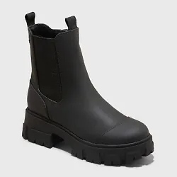 •Ankle boots with 2in block heel •Water-repellent design •Faux-leather construction with 6in shaft height...