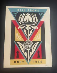 Signed by Shepard Fairey. Obey Deco Flower (Gold). Screen Print.
