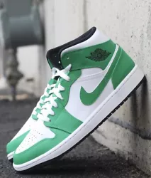 Nike Air Jordan 1 Mid Lucky Green White.
