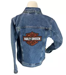 Snap down collar, Large embroidered patch of bar and shield on back with spell out embroidery on front. Current jean...
