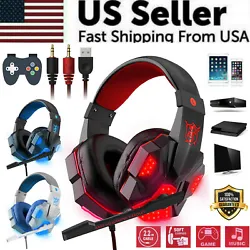● The charming and cool LED lights on both sides make this gaming headset look cooler. 1 X In Line Mic - USB Cable +...