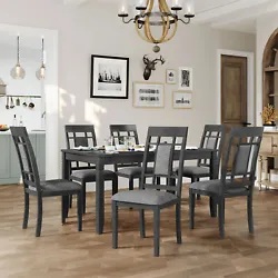 Dining Table Set for 6 This farmhouse dining table set creates a rustic decor and an classical feeling with its gray...