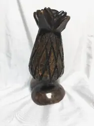 Unique pineapple decorative statue made from wood. In average to good condition.
