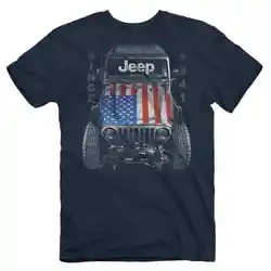 Jeep USA Flag T-Shirt - Jeep logo printed on the upper front left chest of shirt - Jeep with American flag hood on the...