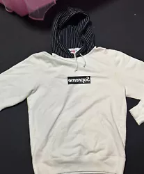 Supreme CDG Harold Hunter Box Logo Hoodie Jacket Medium, White, 2014. Authentic. Small stain (pictured) under left...