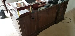 Executive Desk and associated furniture will outfit an upscale office.  Includes 2 upholstered chairs  