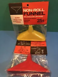 2 Vtg Non-Roll FUNNEL Red & Yellow NOS Flat Sides for Drawer NOS. 2 glossy funnels are 5 inches long, about one and...
