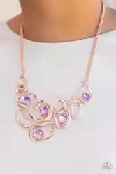 Paparazzi Jewelry - Warp Speed - Rose Gold Necklace.