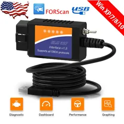 FORScan ELM327 V1.5 USB Modified OBD2 Code Scanner HS-CAN MS-CAN Ford ELMConfig. So supports specific features of the...