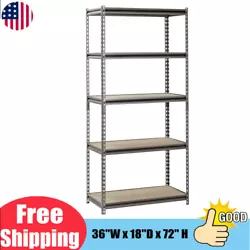 Steel Shelving Unit Garage 5 Tier Shelves Warehouses Height Adjustable Shelf USA. Tall Bookcase Display Storage Shelves...
