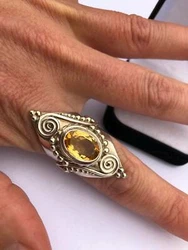 BAGUE CITRINE _ARGENT 925_TAILLE 60. CITRINE 12.0 x 10.0 MM__. Bague en Argent 925 avec pierres naturelles veritables...