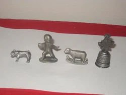 Pewter Miniatures, Cuteri Bulldog, Hudson Boy WithFootball, C.A.T. Rocking Lamb, Grand Victoria Casino Thimble....