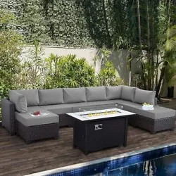 Enhance the appeal of your outdoor space with the HEZLA Outdoor Wicker Patio Furniture Set. This elegant ten-piece set...
