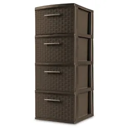 The Sterilite 4 Drawer Weave Tower is the ideal decorative solution for visible storage needs. Easy pull handles allow...