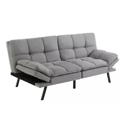 Featuring a split backrest and tapered legs, this futon showcases a clean silhouette to the fullest, making it perfect...