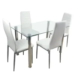 Are you looking for a dining table set?. It adopts 8mm tempered glass and high quality stainless steel, which resulting...