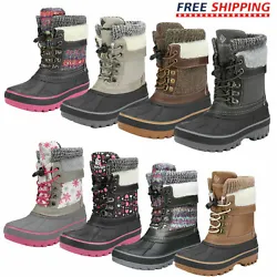 [ Easy On/Off ] : No need to tie or untie laces on these kids’ snow boots simply slip on and tighten the bungee cord...
