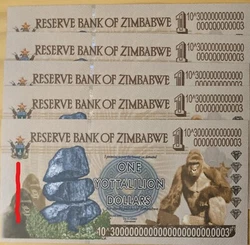 What youre looking at is a total of 5pc - One Yottalillion Zimbabwe Banknotes. In my opinion, it is likely to be far...