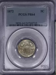 1872 Shield Nickel 5c PCGS PR64 PF64 DDO-1 LB