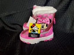 Disney Minnie Mouse Toddler Winter Snow Boots Pink White Brand New Size 10.