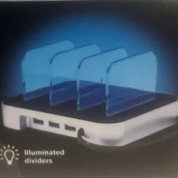 Illuminated Universal Charging Dock Station. Sharper Image. Surge Protected.