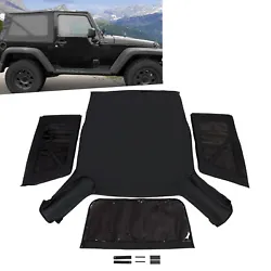 For Jeep Wrangler JK 2 door models2010-2018. Color:Black Soft Top+Tinted Window. 3 X zippered rear windows. 1 X Soft...