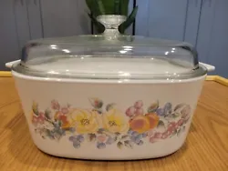 Corning Ware A-5-B Orchard Rose 5 Qt 5L Dutch Oven Roaster Casserole W/Dome Lid. See pics.  A very small enamel chip...