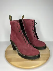 Doc Marten Kendra Heeled Boots Wine Suede Purple Pink Womens SIze 8 UK 10 US. Like new condition soles/bottoms look...