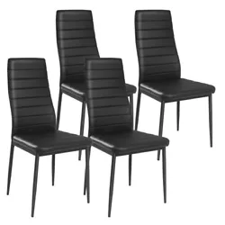 ● Padded Seat and PVC Leather Surface: The dining chairs are covered with soft PVC leather that is not only...