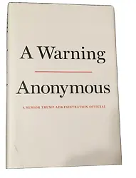 A Warning by Anonymous (2019, Hardcover) 1st Edition. Owner seal inside front cover.